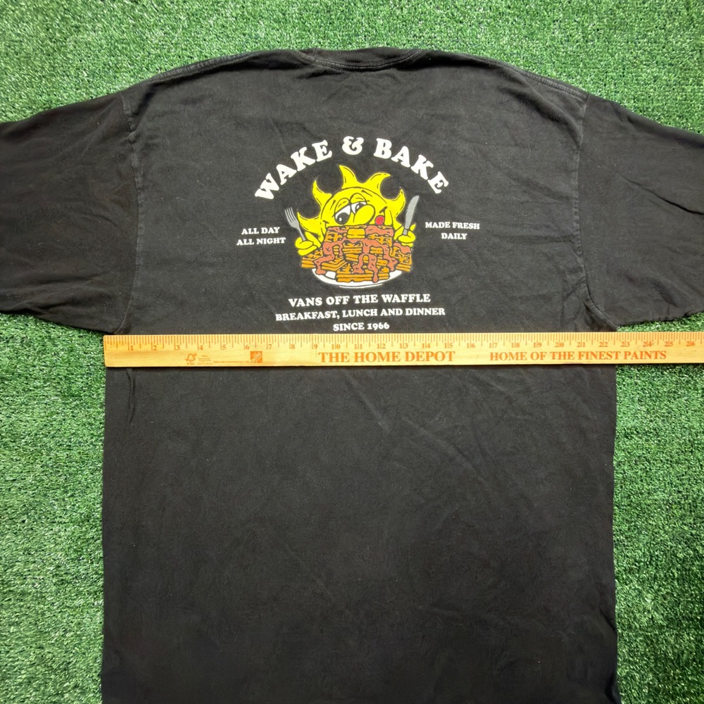 Vans Mens Wake & Bake Off The Waffle Graphic T-Shirt Black XL - Picture 2 of 8